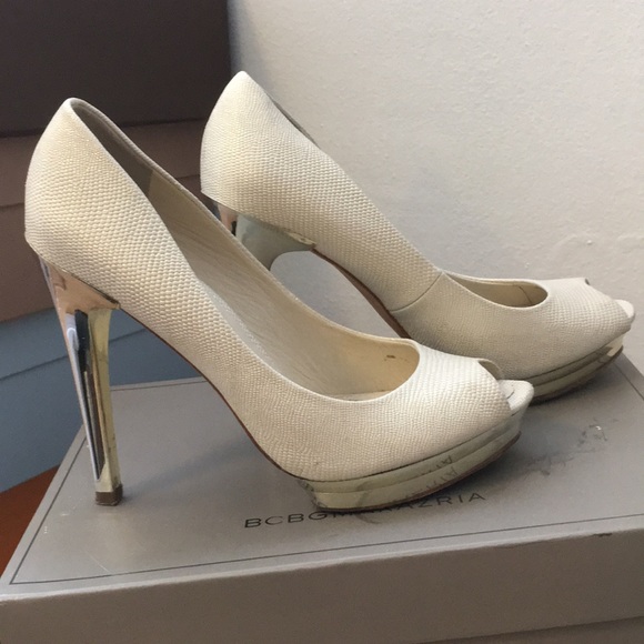White platform peep toe with mirror heels - Picture 3 of 8